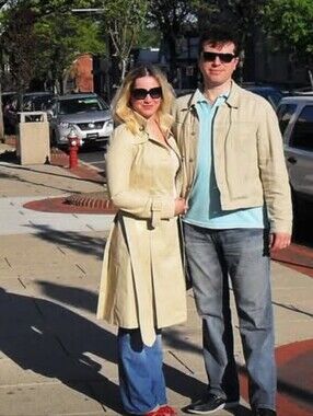 MACKAGE Light Beige Trench Coat with Contrast Button. SZ S